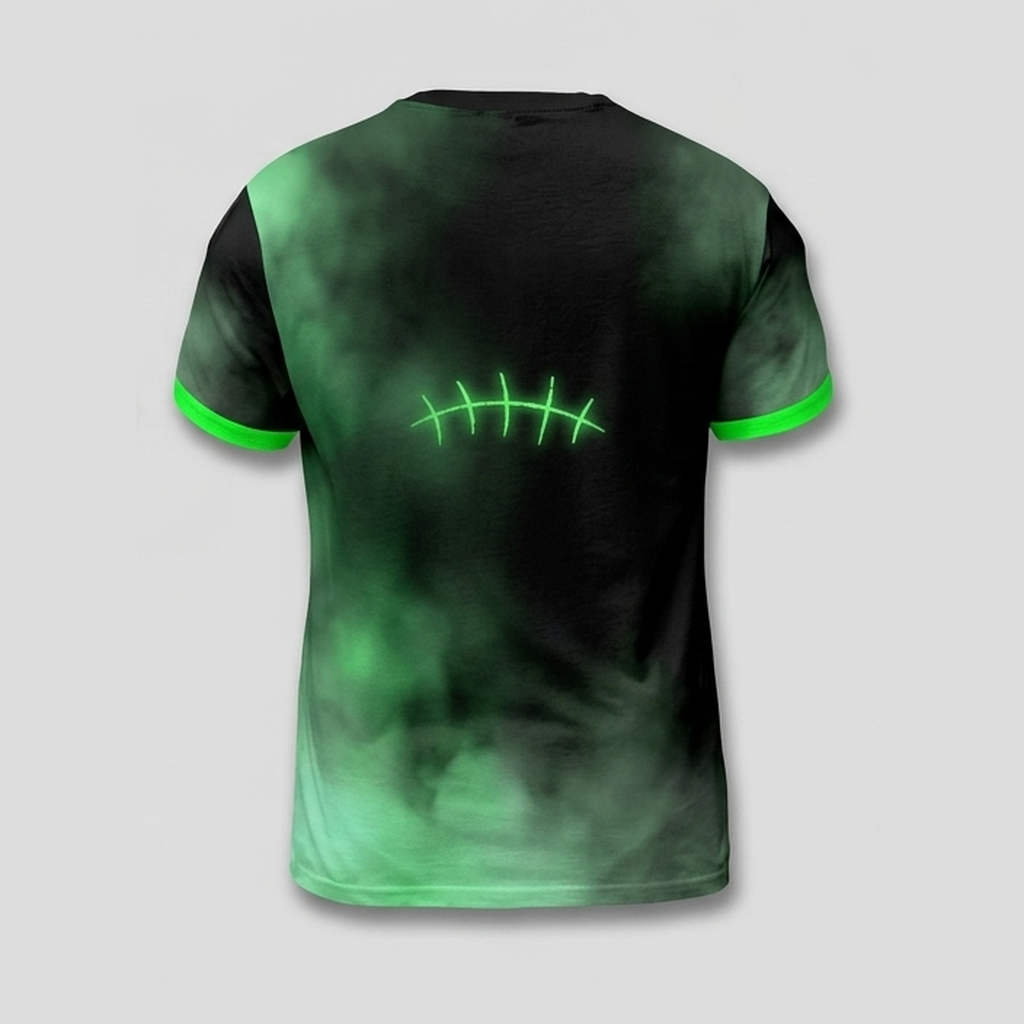 Electric Frankenstein Green Stitch Glow Aop Tshirt