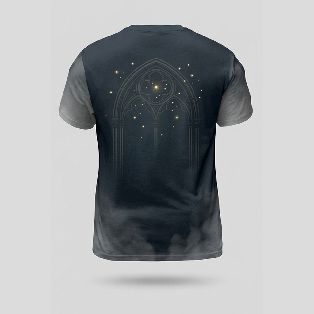 Gothic Stone Gargoyle Moonlit Arch Aop Tshirt