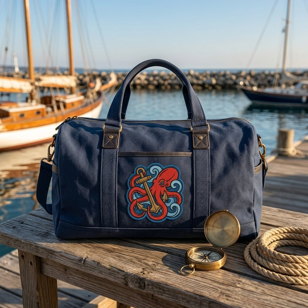 Kraken Octopus Anchor Nautical Ocean Adventure Embroidered Decorative Patch For Backpacks Jackets 3 Inch