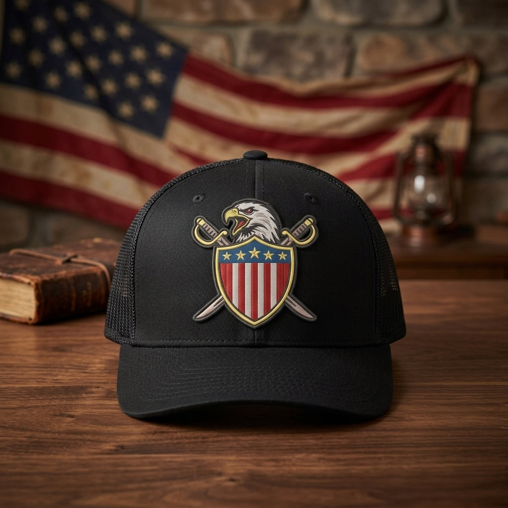 Patriotic American Eagle US Flag Shield Veteran Americana Embroidered Sew On Emblem For Jackets Hats 3 Inch
