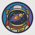 Retro Astronaut Galaxy Nebula Visor Space Synthwave Embroidered Iron On Patch For Jackets Backpacks 3 Inch