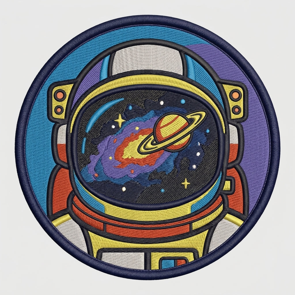 Retro Astronaut Galaxy Nebula Visor Space Synthwave Embroidered Iron On Patch For Jackets Backpacks 3 Inch