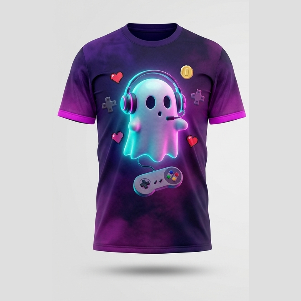 Neon Gamer Ghost Headset Rgb Aop Tshirt
