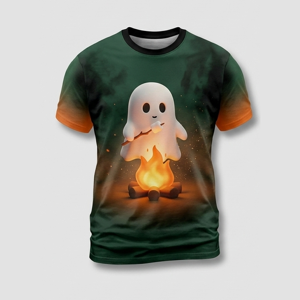 Campfire Ghost Marshmallow Roast Aop Tshirt