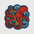 Kraken Octopus Anchor Nautical Ocean Adventure Embroidered Decorative Patch For Backpacks Jackets 3 Inch