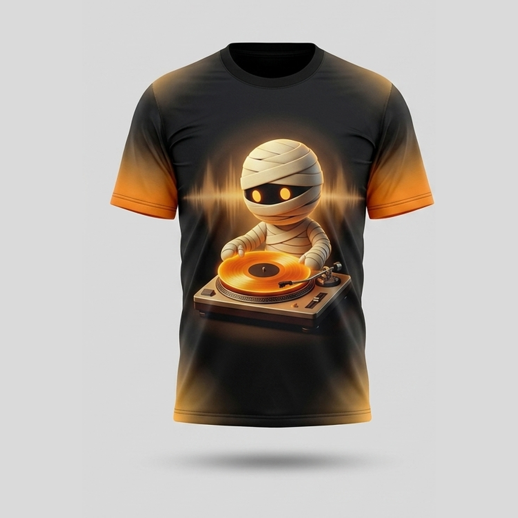 Retro Mummy Vinyl Record Dj Aop Tshirt
