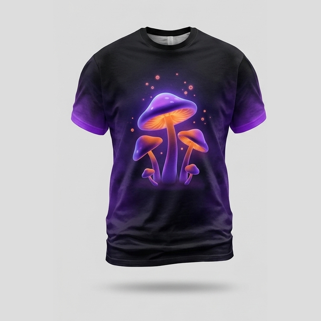 Bioluminescent Mushroom Witch Forest Aop Tshirt