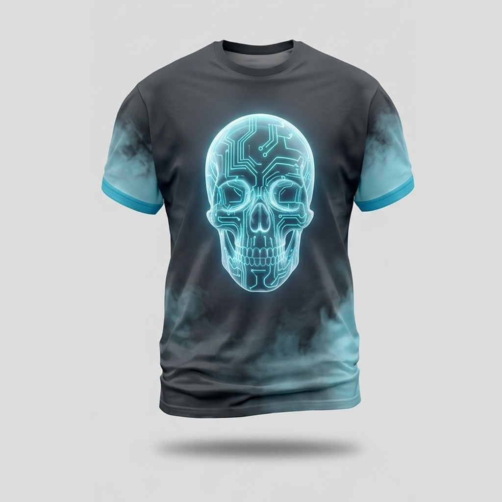 Cyberpunk Neon Skull Circuit Aop Tshirt