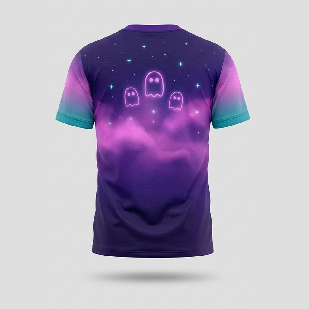 Y2K Synthwave Neon Ghost Party Aop Tshirt