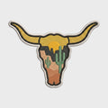 Texas Longhorn Bull Skull Desert Sunset Canyon Outdoor Embroidered Heat Seal Badge For Jackets Hats 3 Inch
