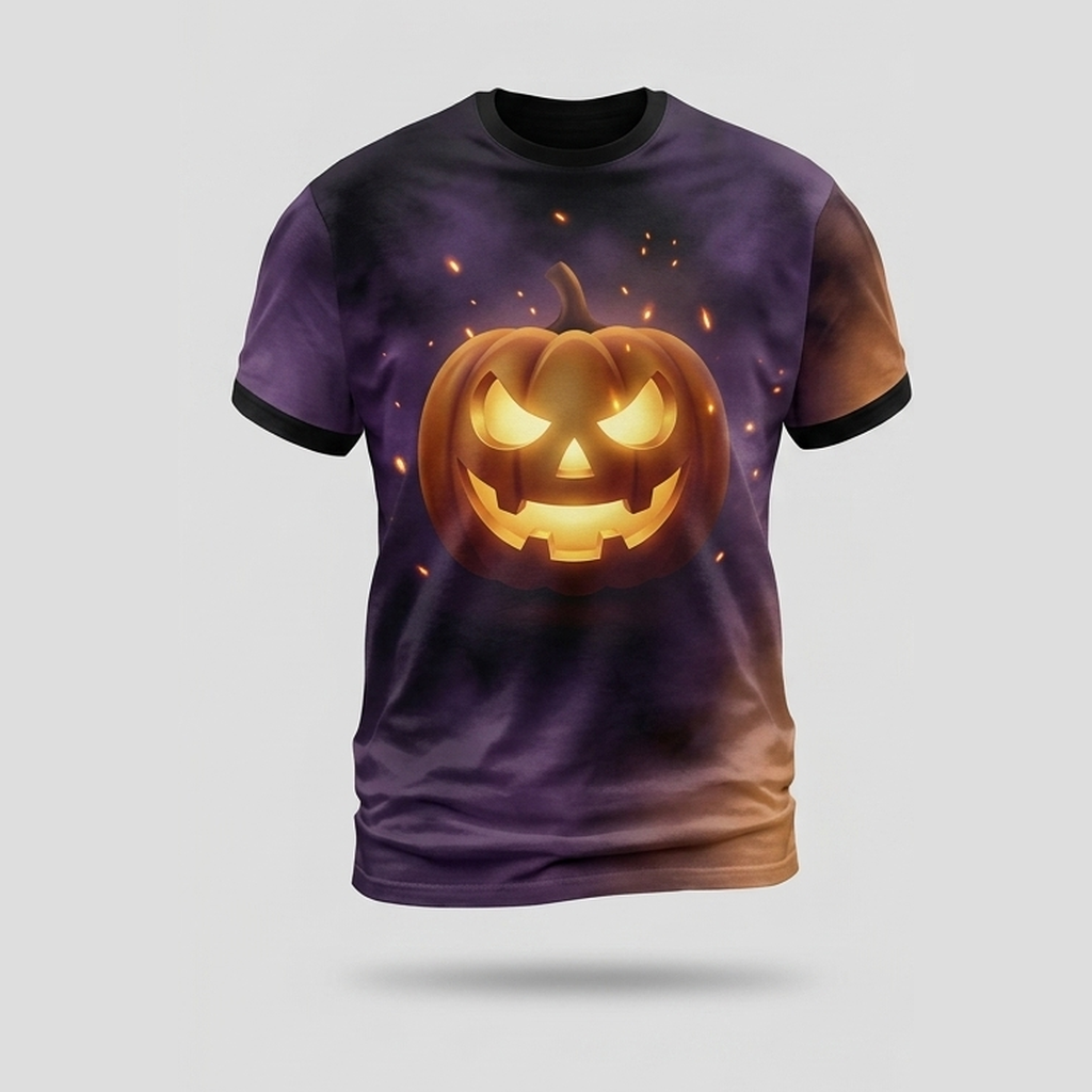 Glowing Jack O Lantern Ember Glow Aop Tshirt