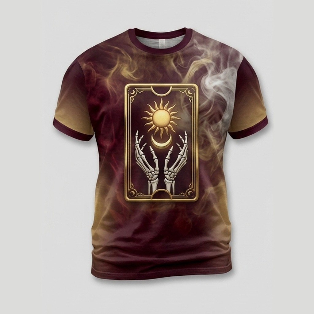 Mystical Sun And Moon Tarot Skeleton Aop Tshirt