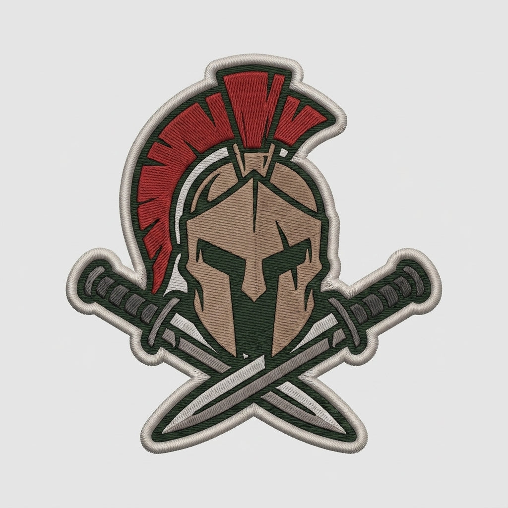 Tactical Spartan Helmet Combat Daggers Morale Embroidered Hook Loop Patch For Vests Backpacks 3 Inch
